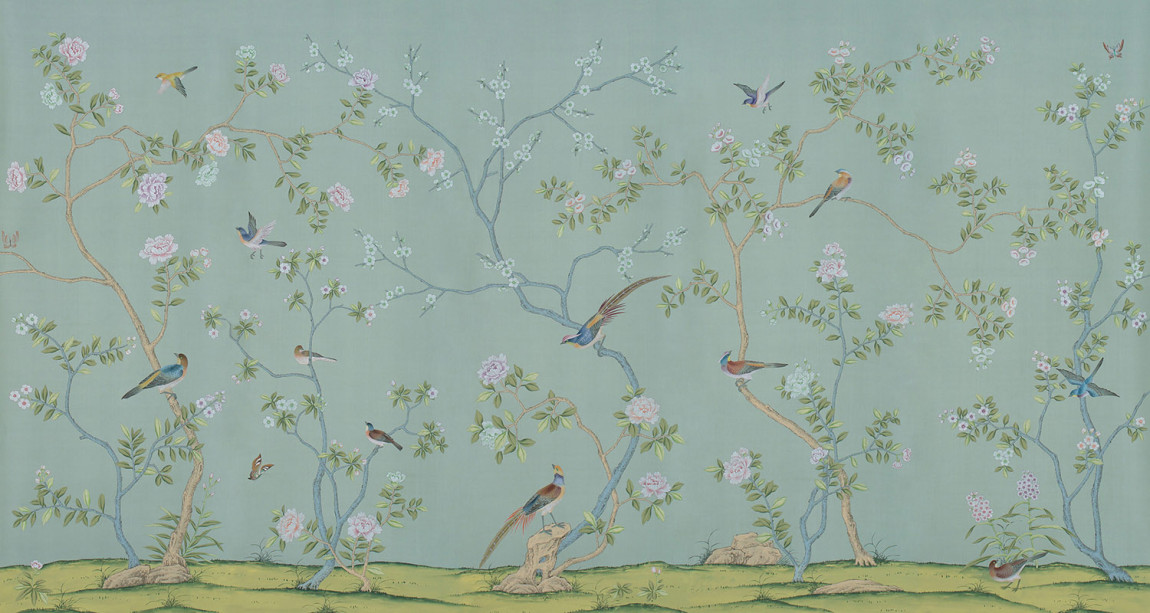 Обои ручная роспись Badminton Blue Grey