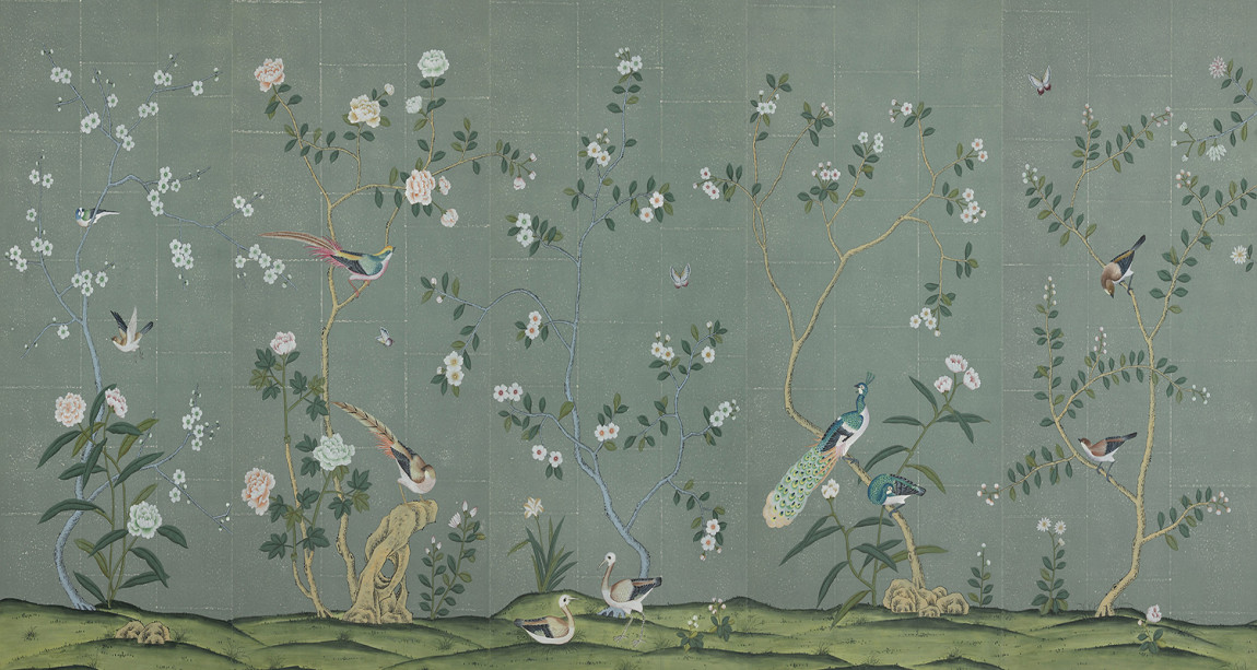 Обои ручная роспись Badminton Blue Grey II