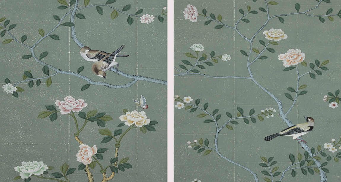 Обои ручная роспись Badminton Blue Grey II