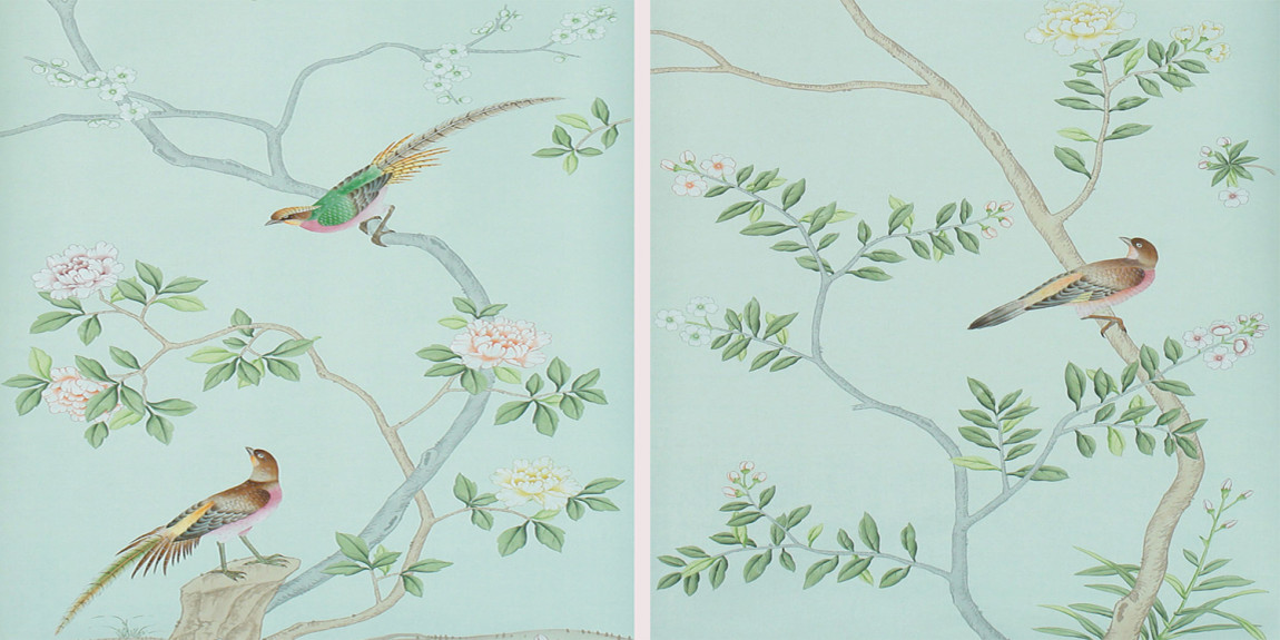 Обои ручная роспись Badminton Ice Blue