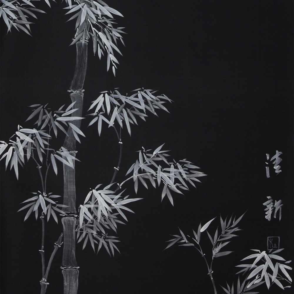 Обои ручная роспись Bamboo Argent on Pitch dyed silk