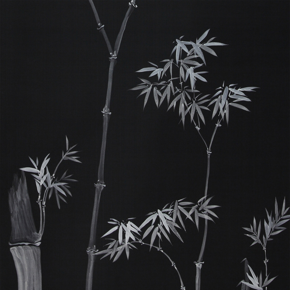 Обои ручная роспись Bamboo Argent on Pitch dyed silk