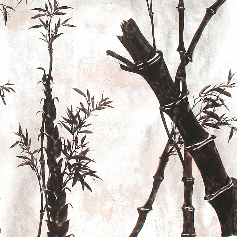 Обои ручная роспись Bamboo Quicksilver on Tarnished Silver gilded paper