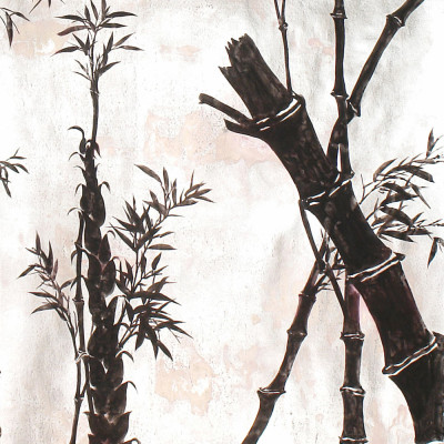 Обои ручная роспись Bamboo Quicksilver on Tarnished Silver gilded paper