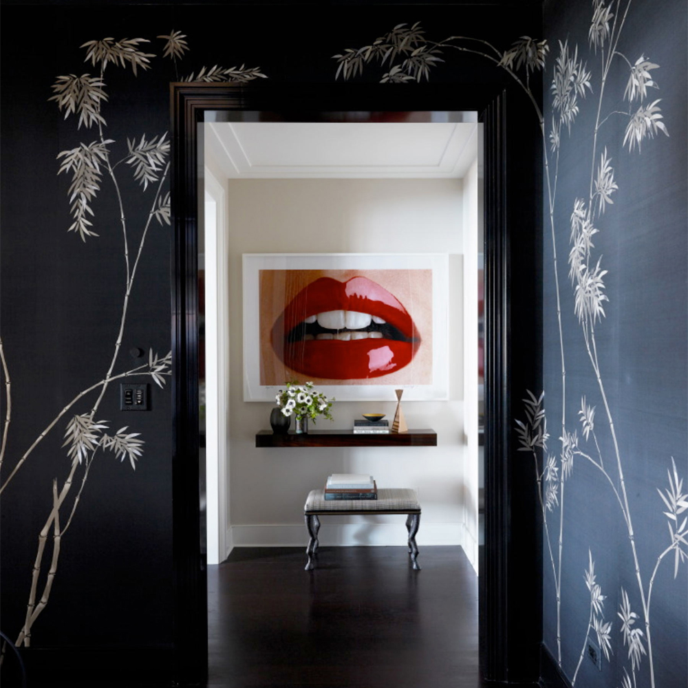 Обои ручная роспись Bamboo Special Colourway on Pitch dyed silk