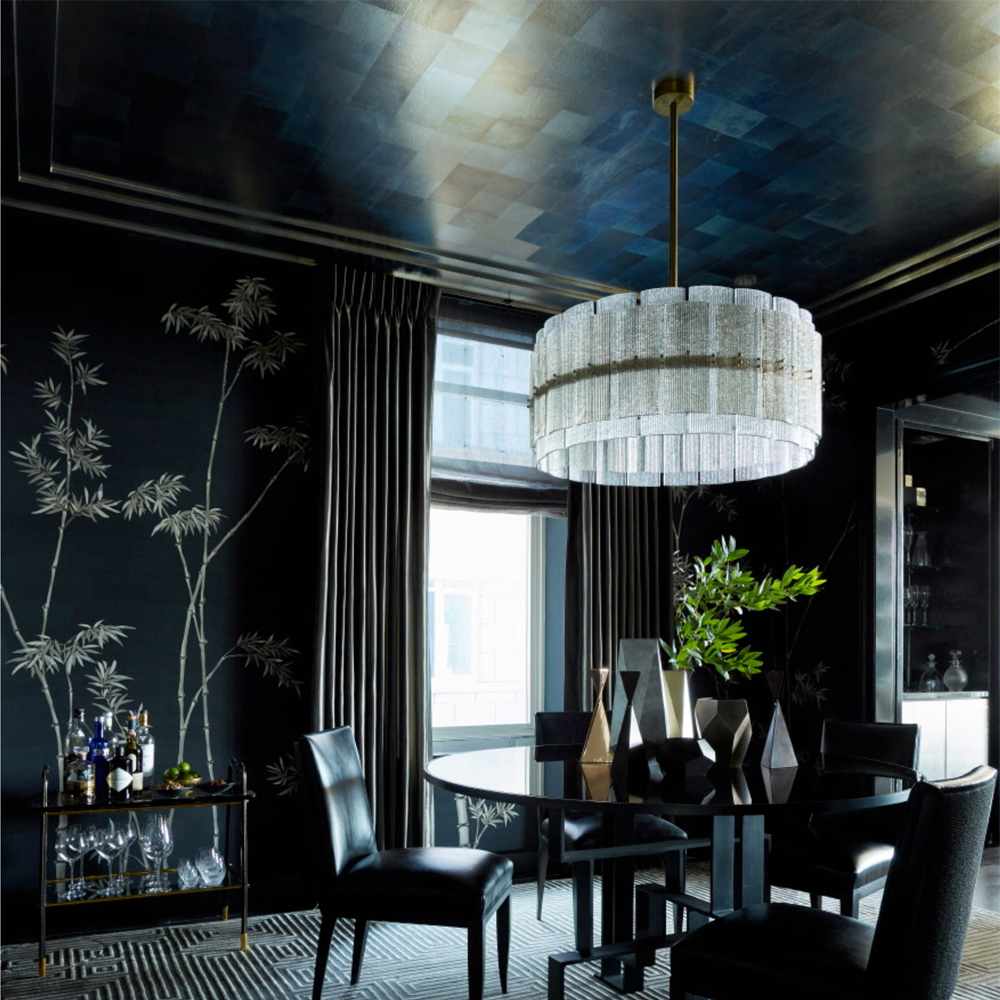 Обои ручная роспись Bamboo Special Colourway on Pitch dyed silk