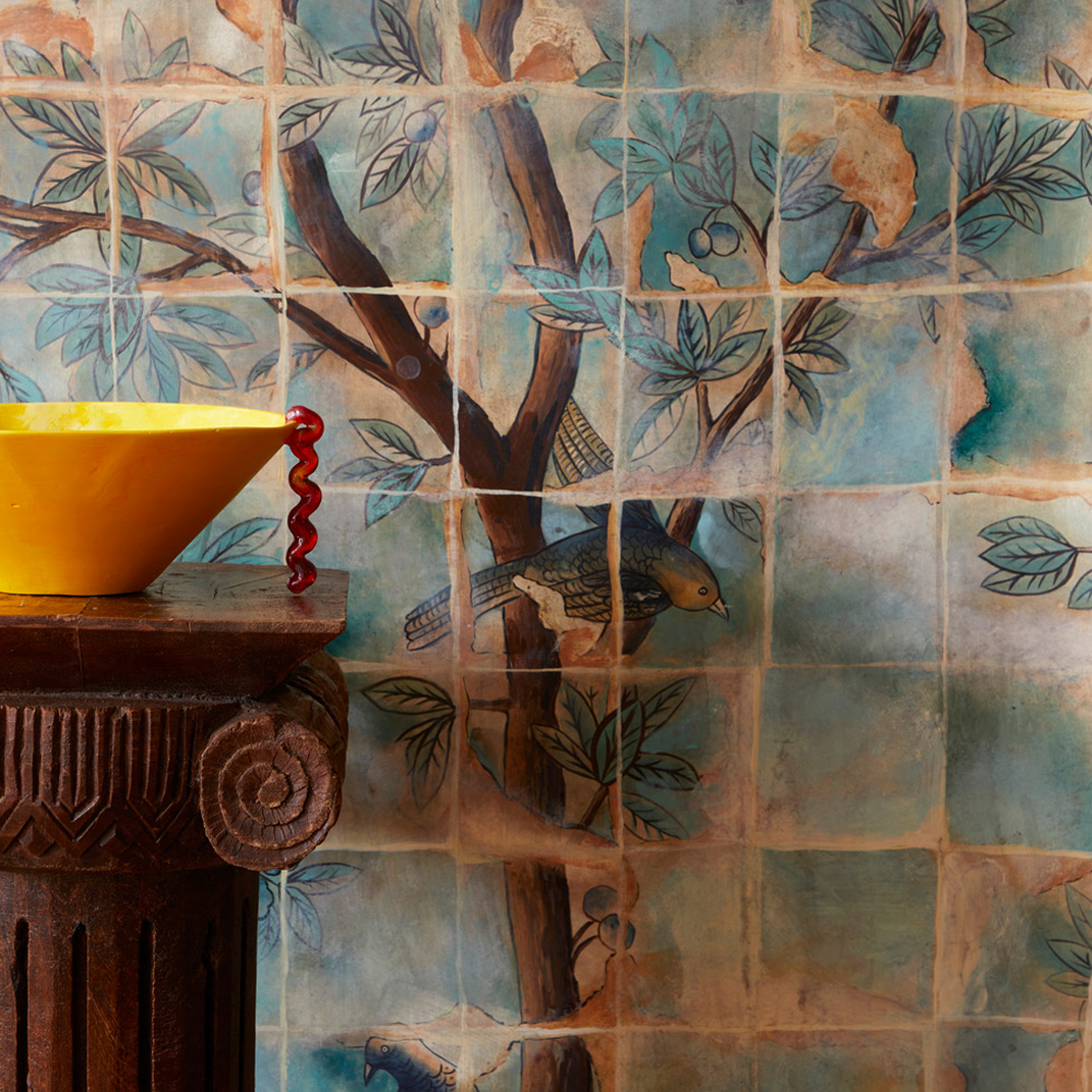 Обои ручная роспись Braganza Standard colourway on dyed paper