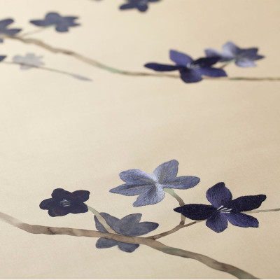 Обои ручная роспись Cherry Tree Original colourway on Stone Ochre dyed silk