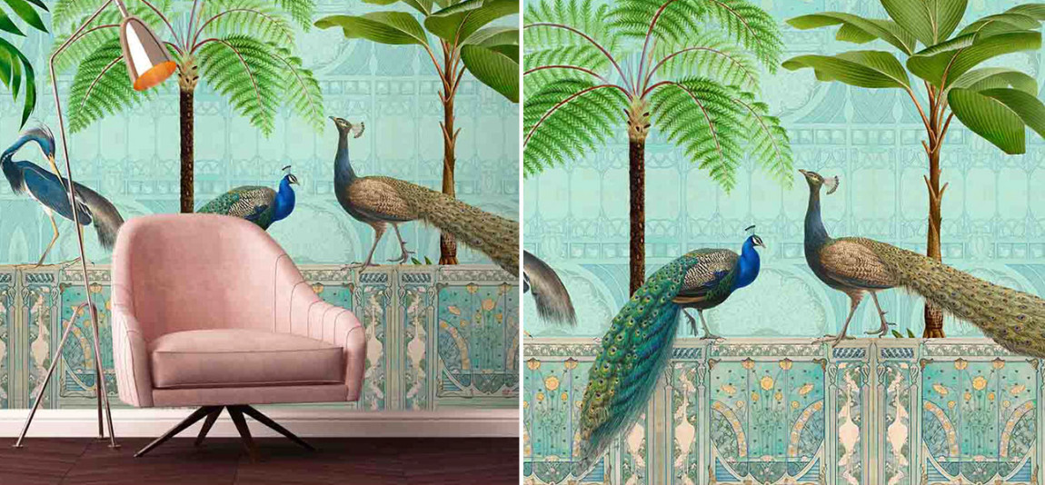 Обои ручная роспись Chinoiserie Palace Of Birds Tropical