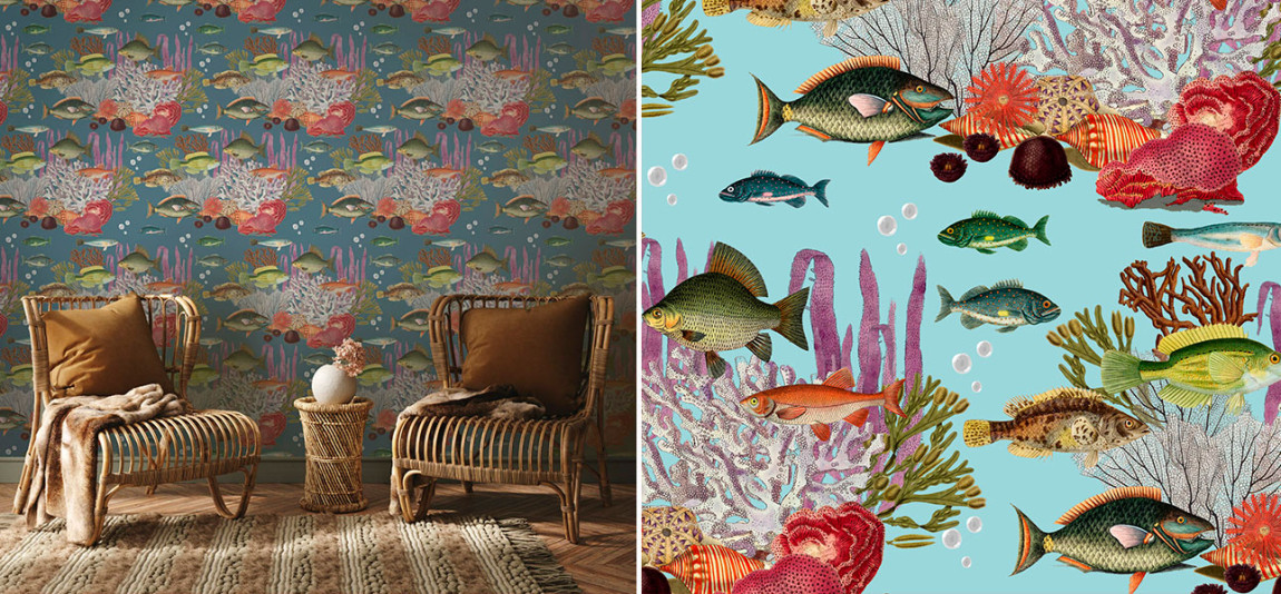 Обои ручная роспись Corales Aqua