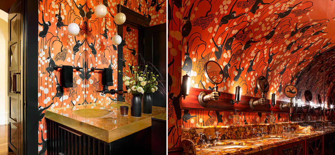 Обои ручная роспись Deco Monkeys Terracotta on dyed paper