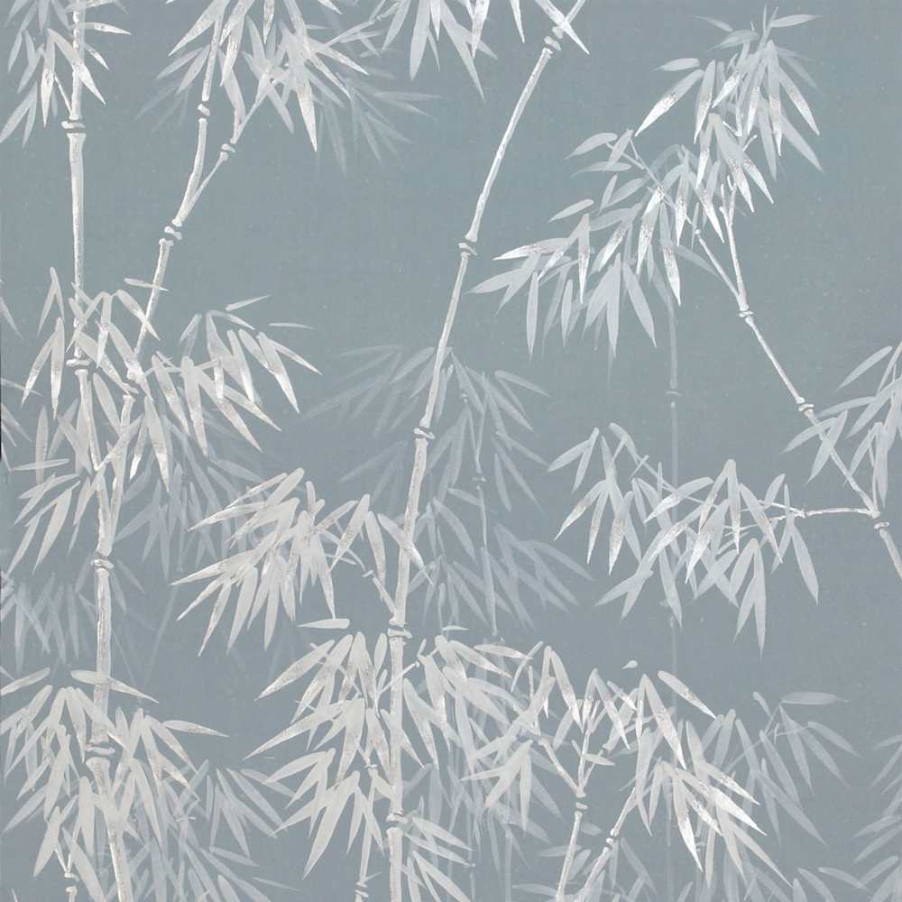 Обои ручная роспись Distant Bamboo Special Colourway on Azure Cobalt painted Xuan paper