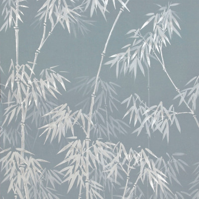 Обои ручная роспись Distant Bamboo Special Colourway on Azure Cobalt painted Xuan paper