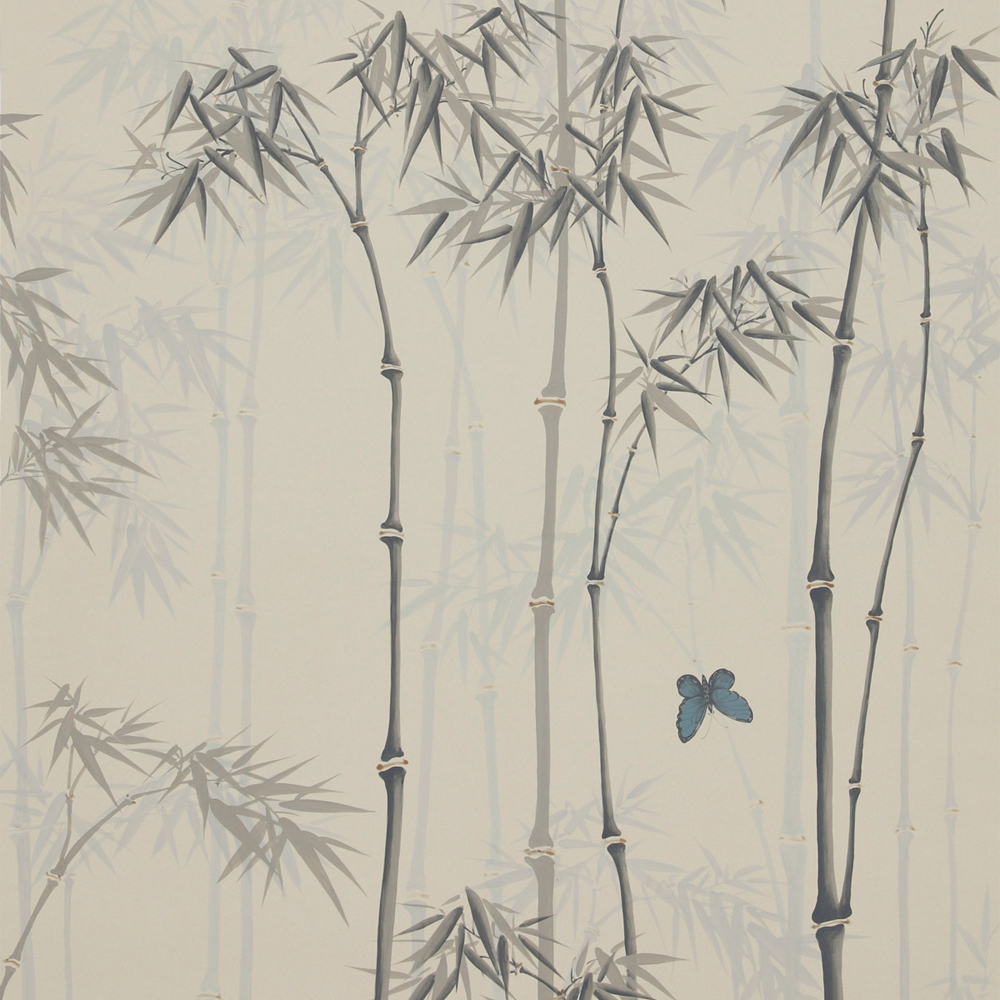 Обои ручная роспись Distant Bamboo Special Colourway on white dyed paper