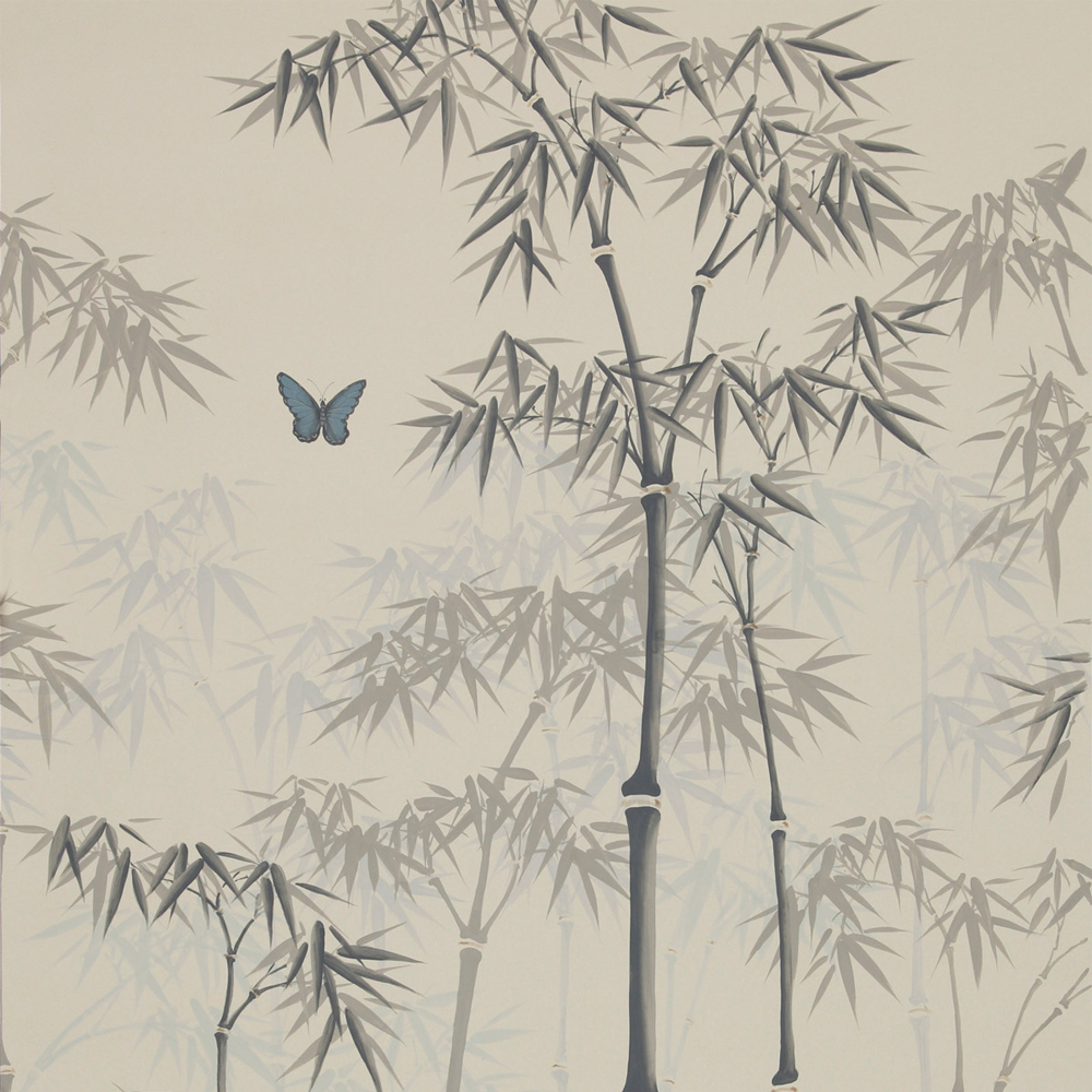 Обои ручная роспись Distant Bamboo Special Colourway on white dyed paper