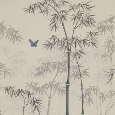 Обои ручная роспись Distant Bamboo Special Colourway on white dyed paper