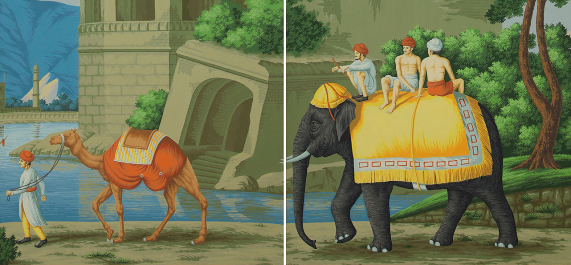 Обои ручная роспись Early Views of India Dufour on scenic paper