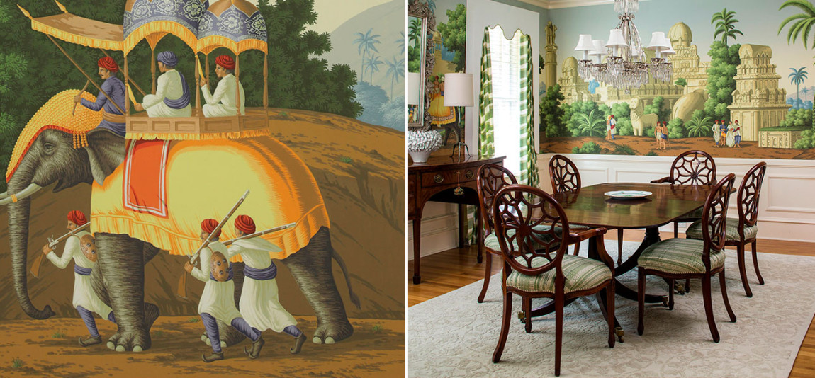 Обои ручная роспись Early Views of India Eden on scenic paper