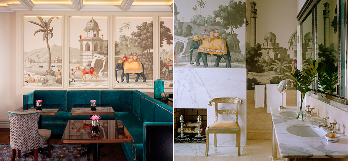 Обои ручная роспись Early Views of India Paille on Crystal Grey scenic paper