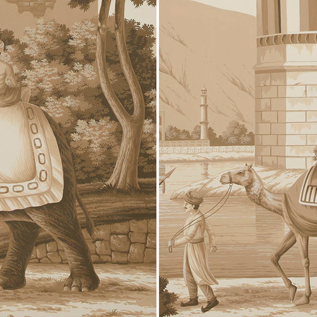 Обои ручная роспись Early Views of India Sepia on scenic paper