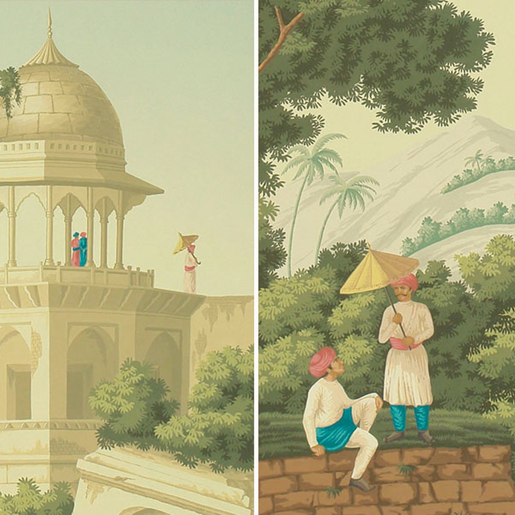 Обои ручная роспись Early Views of India Verdoyant on scenic paper