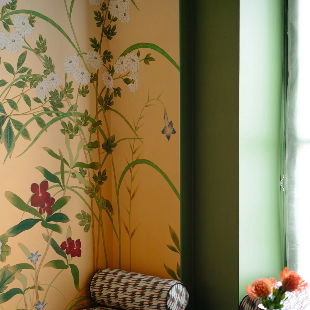 Обои ручная роспись Four Seasons Original colourway on painted Xuan paper with gold ombre