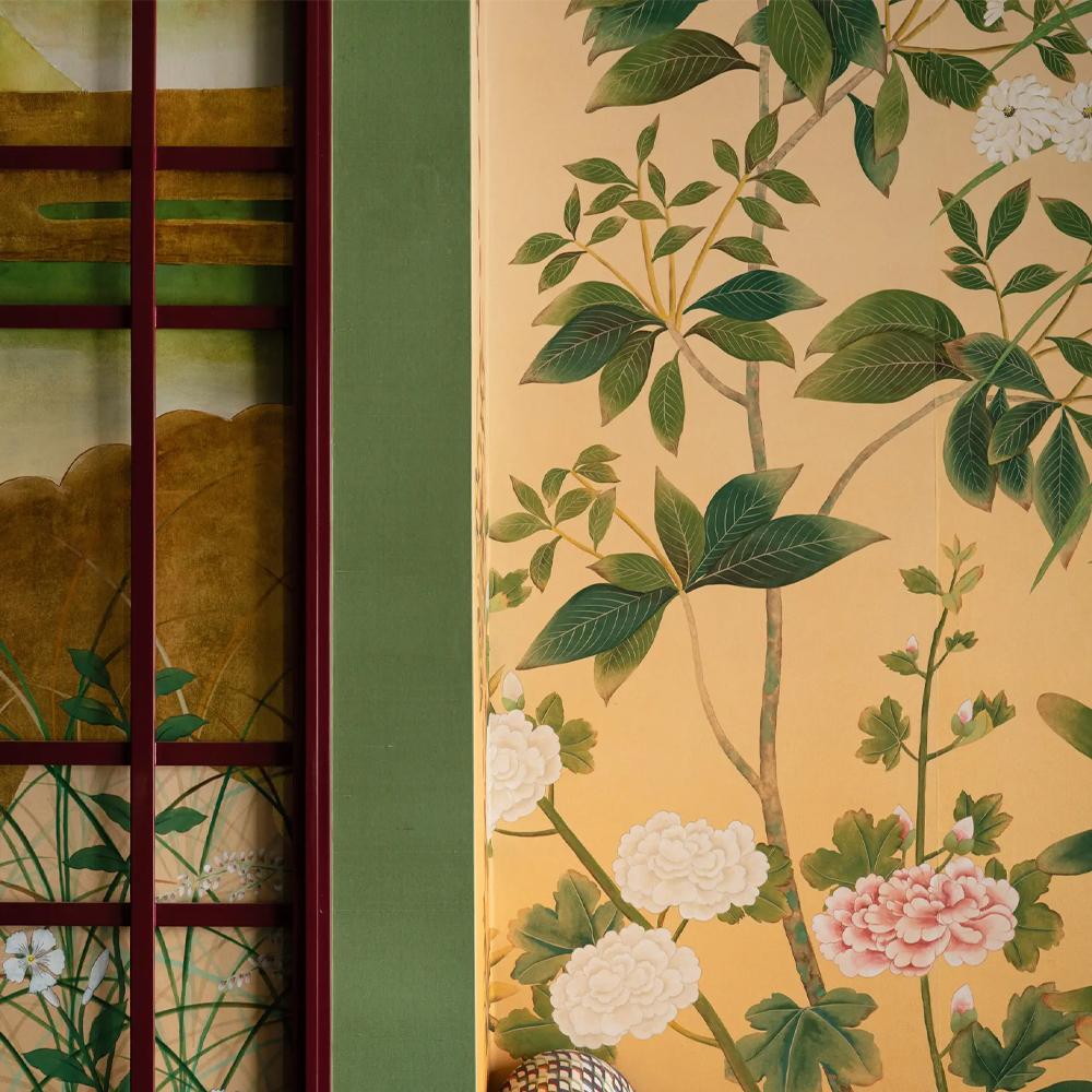 Обои ручная роспись Four Seasons Original colourway on painted Xuan paper with gold ombre