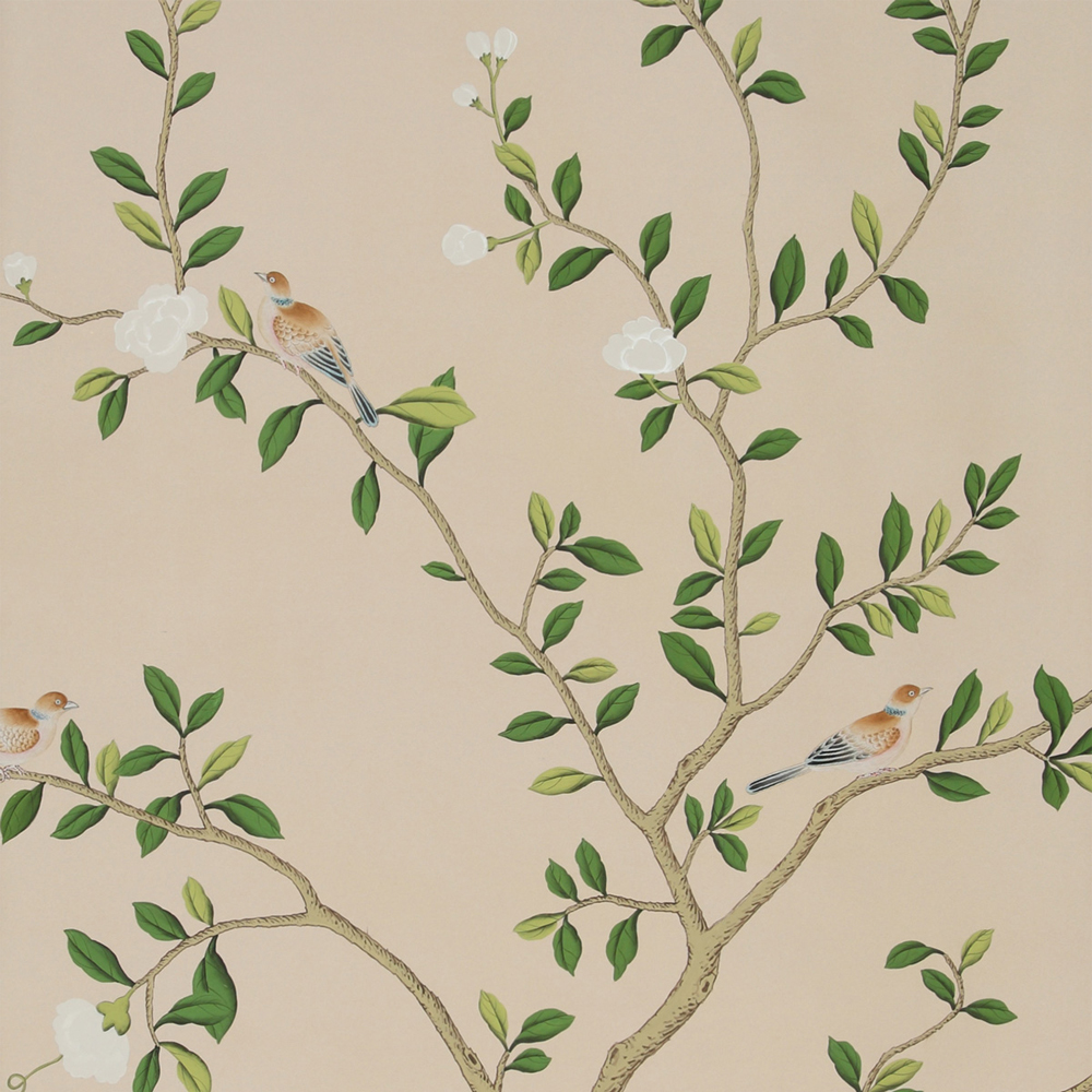 Обои ручная роспись Gustavian Garden Spring on Gentleman's Pink dyed paper