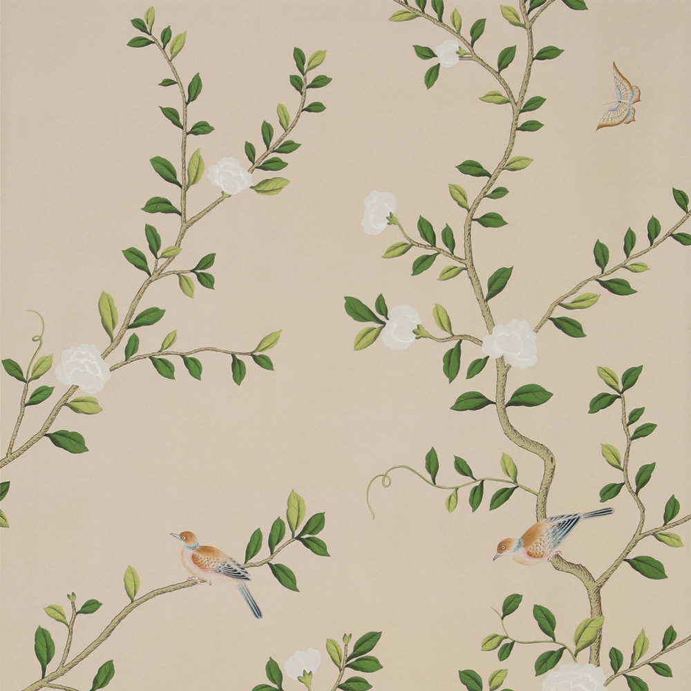 Обои ручная роспись Gustavian Garden Spring on Gentleman's Pink dyed paper