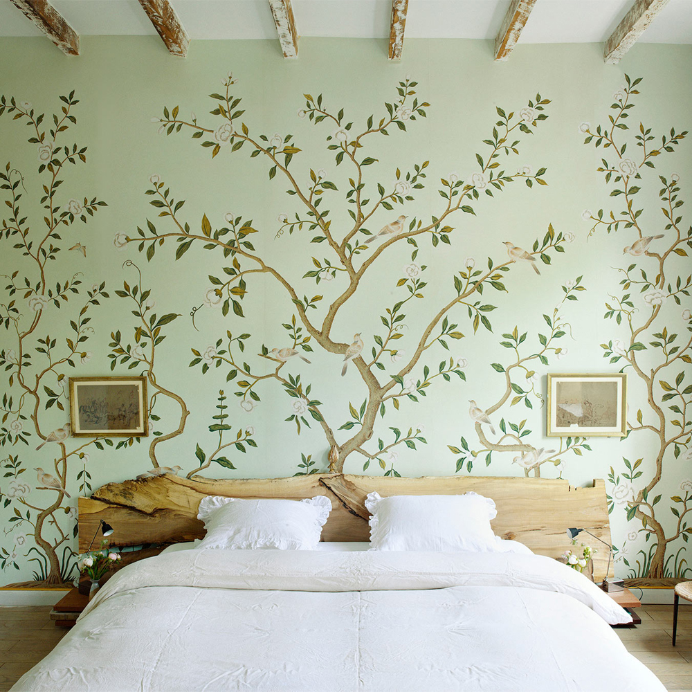 Обои ручная роспись Gustavian Garden Spring on white dyed paper