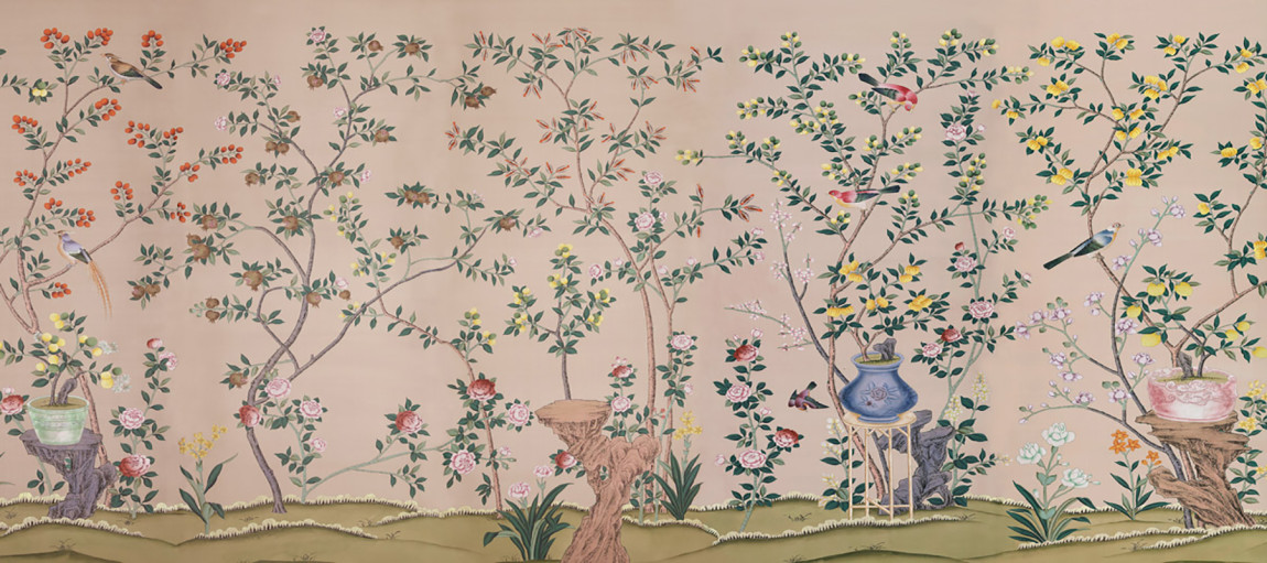 Обои ручная роспись Jardinieres & Citrus Trees Gentleman's Pink