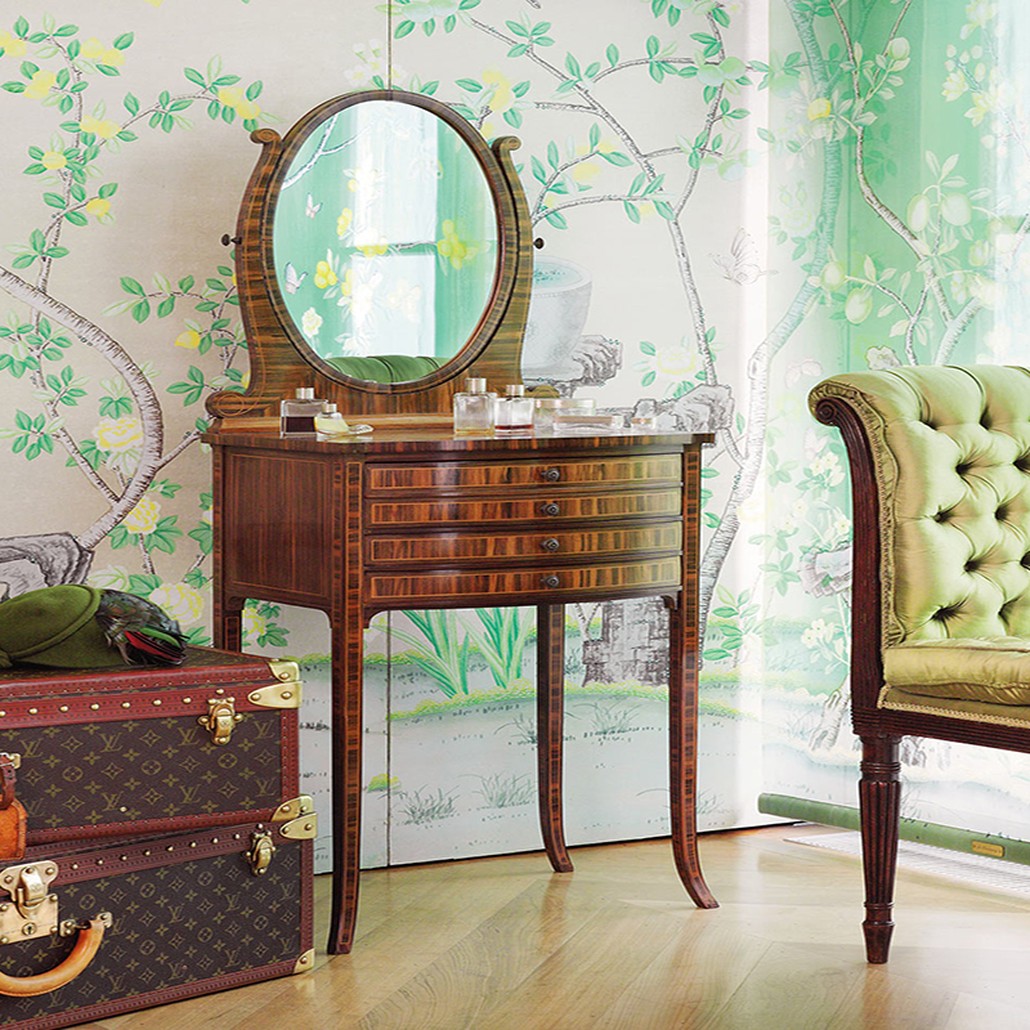 Обои ручная роспись Jardinieres & Citrus Trees Silver metallic
