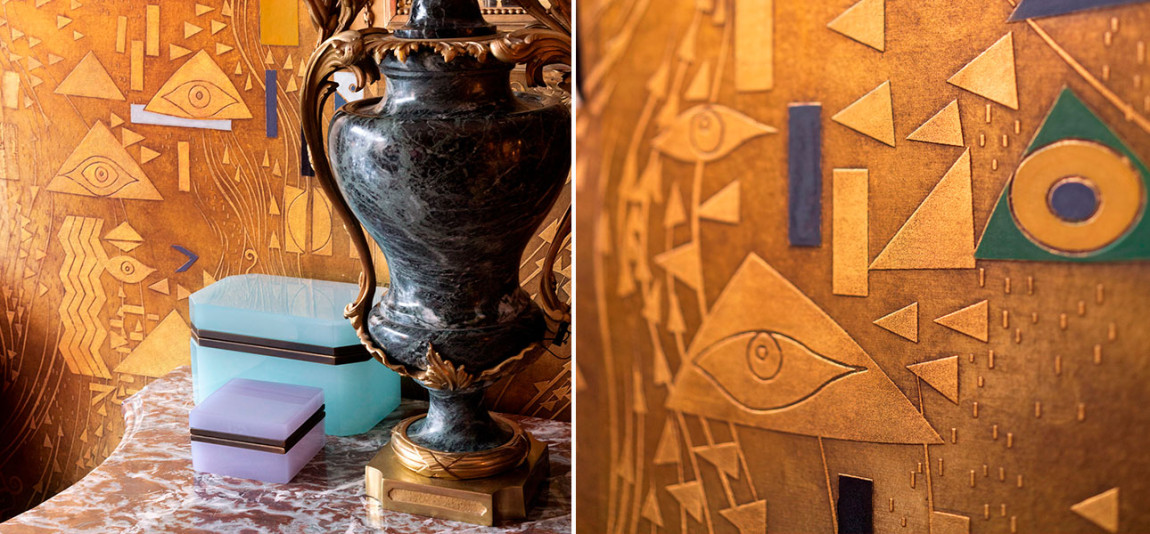 Обои ручная роспись Klimt Polished Gold bas relief gilded paper