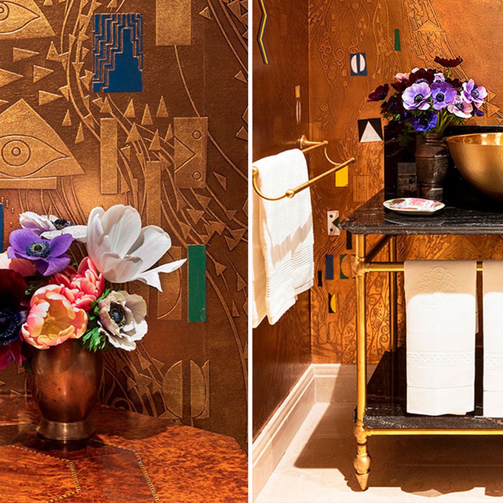 Обои ручная роспись Klimt Polished Gold bas relief gilded paper