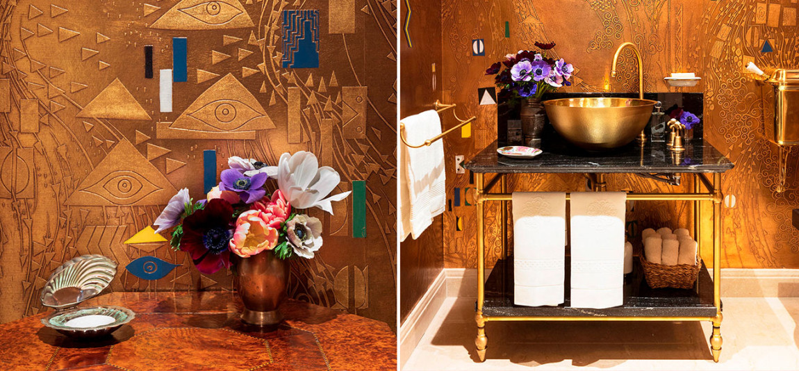 Обои ручная роспись Klimt Polished Gold bas relief gilded paper