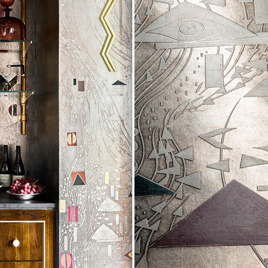 Обои ручная роспись Klimt Polished Silver bas relief gilded paper