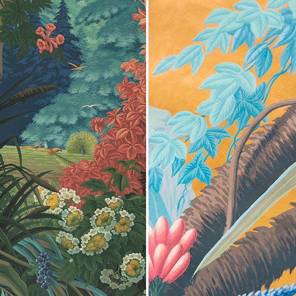 Обои ручная роспись L'Eden Jewel colourway on gilded paper