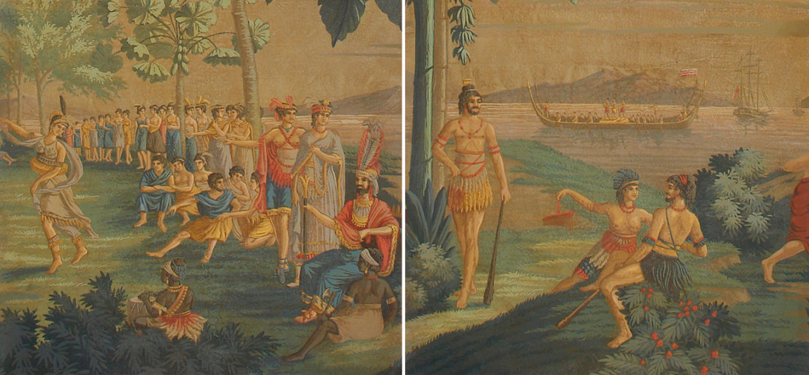 Обои ручная роспись Les Sauvages de la Mer Pacifique Charvet on antique scenic Xuan paper