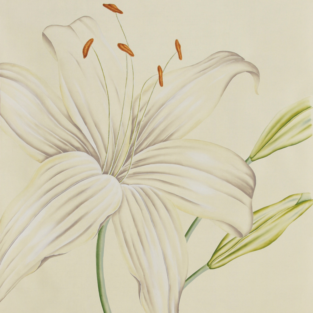 Обои ручная роспись Lilium Special Colourway on Ivory dyed silk