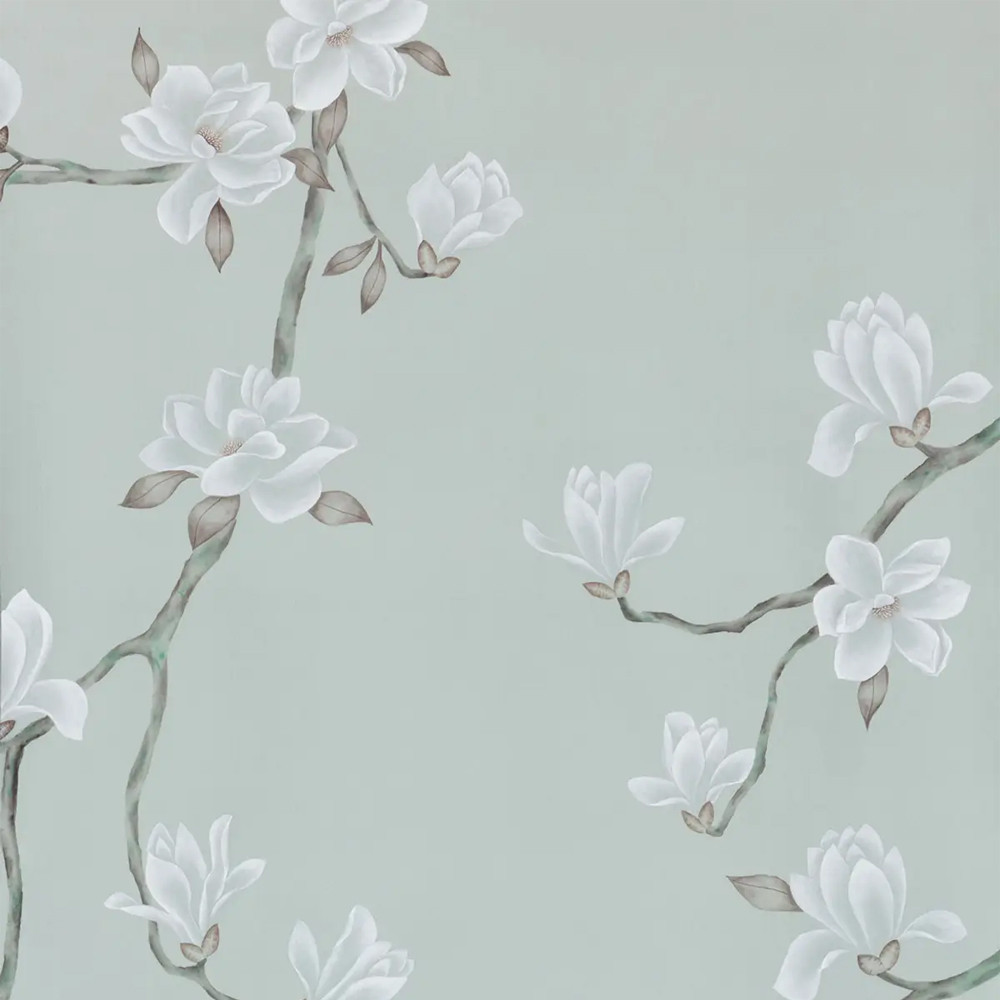 Обои ручная роспись Magnolia Canopy Original Colourway on Adam Grey dyed silk