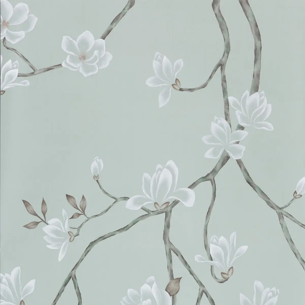 Обои ручная роспись Magnolia Canopy Original Colourway on Adam Grey dyed silk