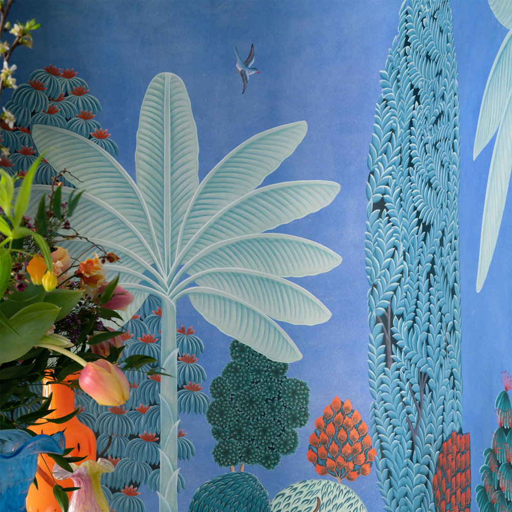 Обои ручная роспись Malwa Special Colourway on blue painted Xuan paper
