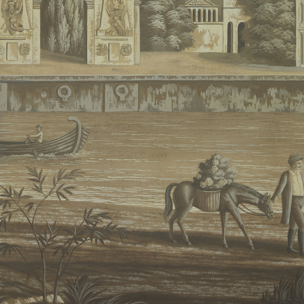 Обои ручная роспись Monuments of Paris Eau Forte on antique scenic Xuan paper