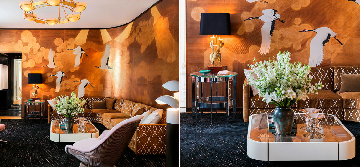 Обои ручная роспись Namban Polished Copper on Deep Rich Gold gilded paper