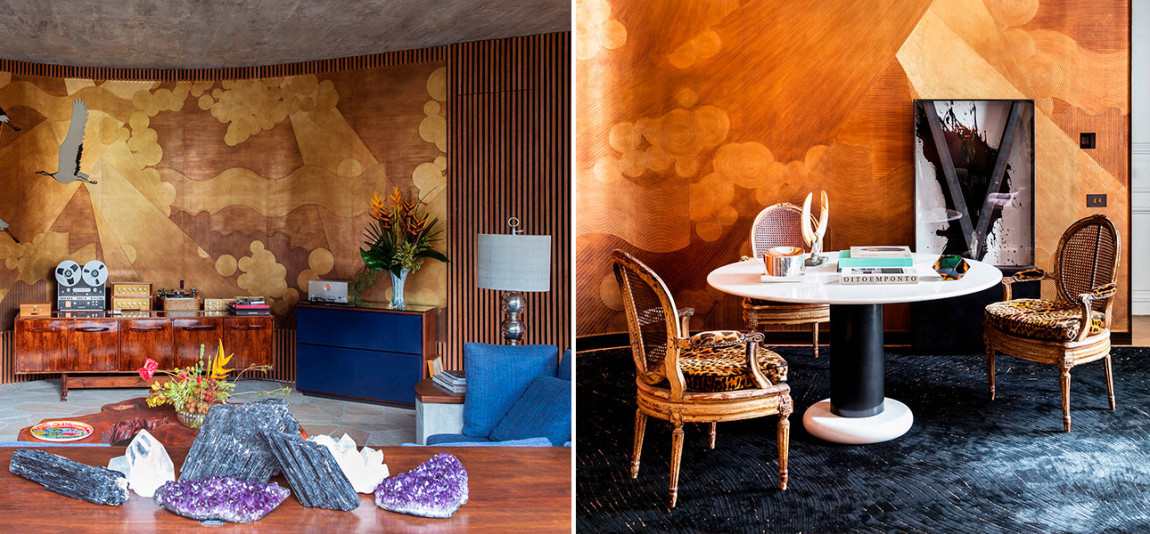 Обои ручная роспись Namban Polished Copper on Deep Rich Gold gilded paper