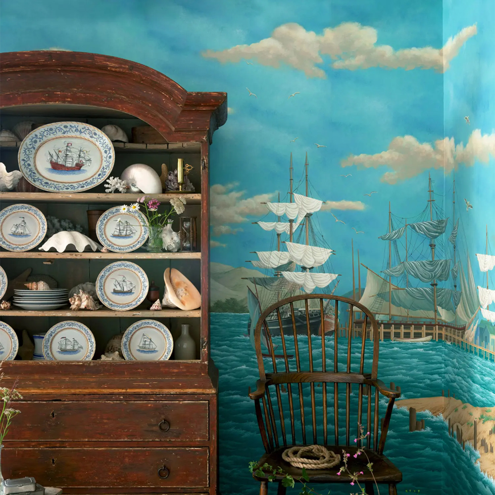 Обои ручная роспись Nantucket Crossing Brandt colourway on scenic paper