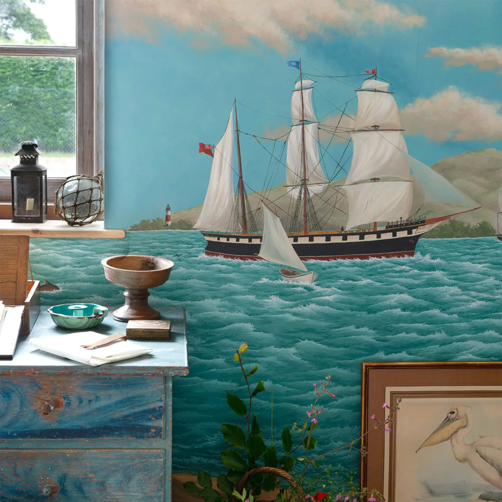 Обои ручная роспись Nantucket Crossing Brandt colourway on scenic paper