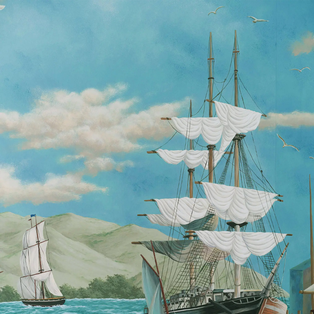 Обои ручная роспись Nantucket Crossing Brandt colourway on scenic paper