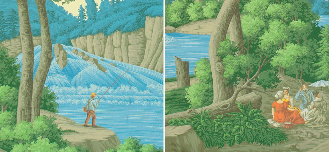 Обои ручная роспись North American River Views Dufour on scenic paper