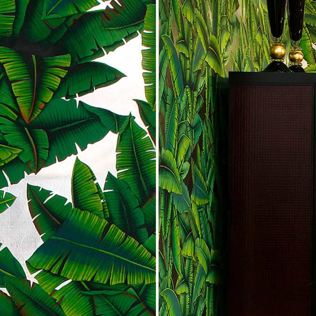 Обои ручная роспись Palms Gaugin on Ocean Silver gilded paper